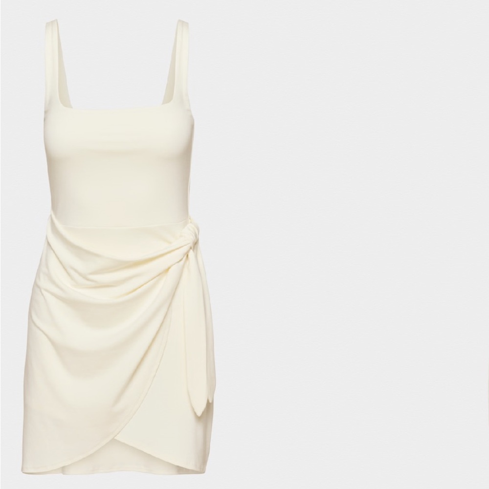 Wilfred by Aritzia Cream Asymmetrical Wrap Mini Dress